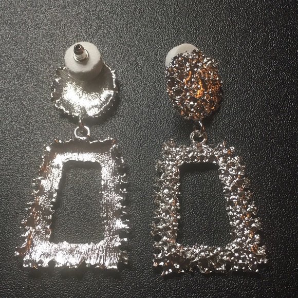Silver Tone Post Earrings - Picture 2 of 3